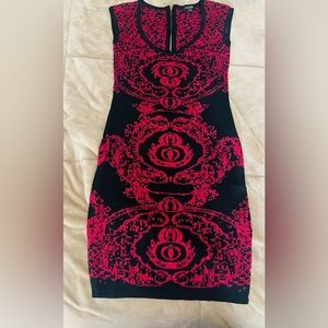 XOXO Bodycon Knit Metallic Sparkle Pink Black Cocktail Dress